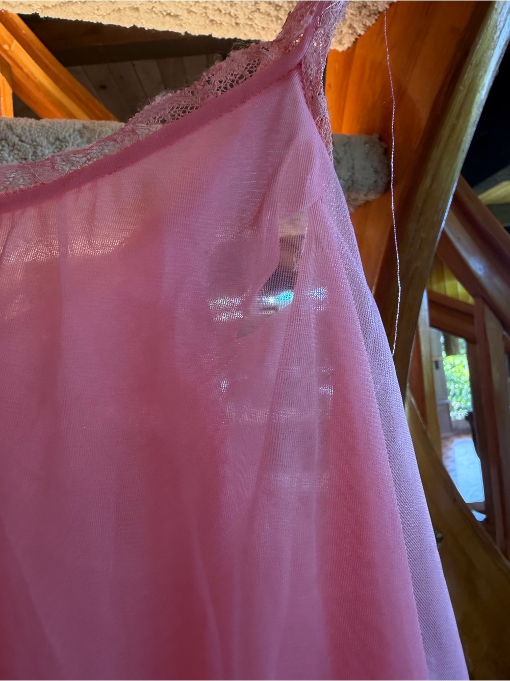Vintage Pink Peignoir slip nightie imperfection but fabulous - Picture 3 of 14